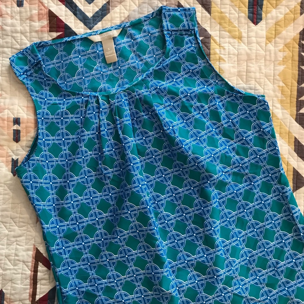 Banana Republic Teal Geometric Pattern Blouse
